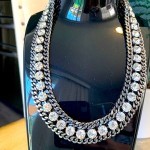 Vintage crystal chain link necklace
